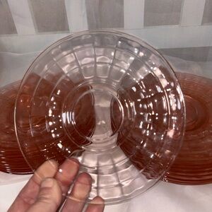 Vintage Set Of 19 Pink  Depression Glass Saucers 5 3/4”